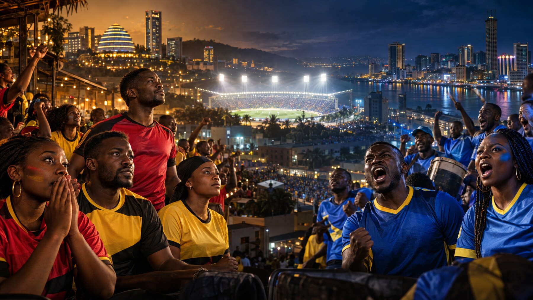 Football supporters in Kigali and Kinshasa under the shared spotlight of global football